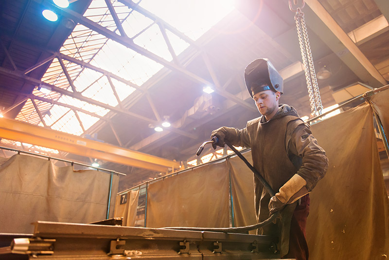 Stillage welder at work